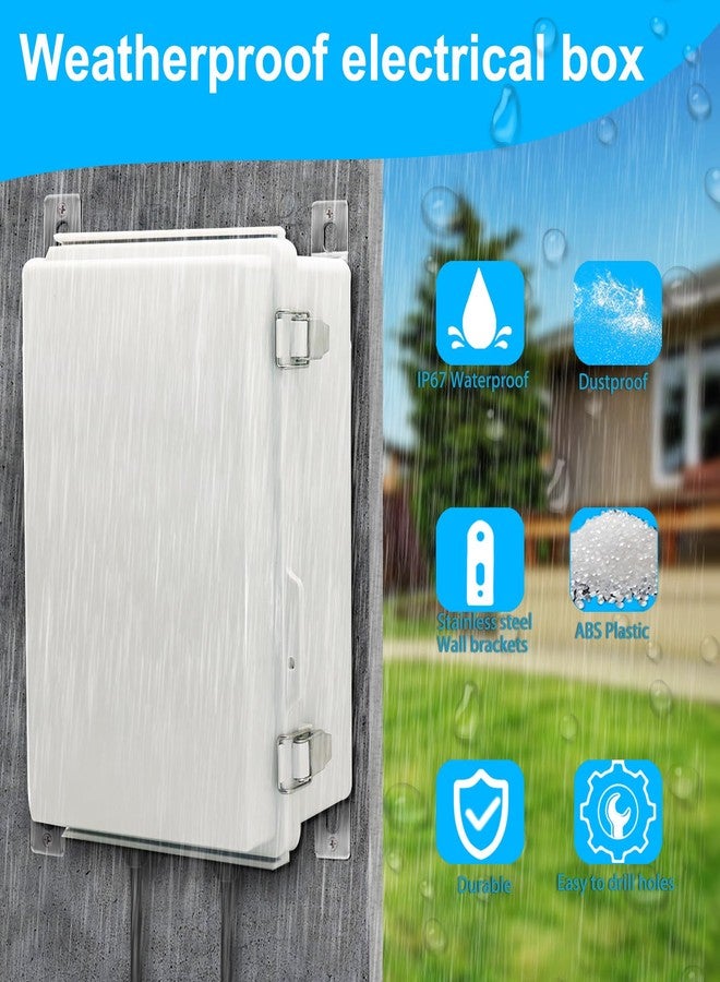 YETLEBOX Waterproof Electrical Box, IP67 Junction Box Stainless Steel Latch Hinged Grey Cover Project Enclosure with Wall Bracket 11.1"x7.5"x5.1" - Image 2