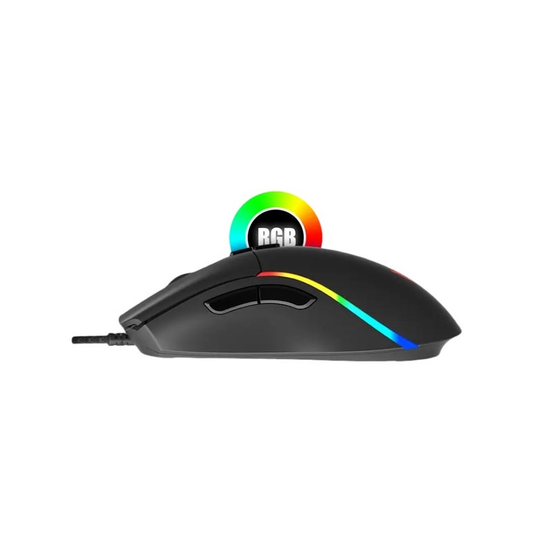 MEETION Wired USB Gaming Mouse, Optical Sensor Up to 12000 DPI, Customizable RGB, 6+1 Programmable Buttons, 1.8 m Braided Cable, Black, MT-GM19_2023 - Image 3