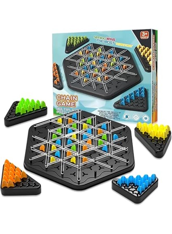 لعبة شطرنج المثلثات المتسلسلة – لعبة عائلية ممتعة لتحدي الذكاء والتركيز والتخطيط، مناسبة للأطفال من عمر 3 سنوات حتى الكبار، من 2 إلى 4 لاعبين، تساعد على تنمية التفكير الاستراتيجي، المهارات الذهنية، القدرة على اتخاذ القرارات، الاستمتاع باللعب الجماعي، لعبة تعليمية وترفيهية متكاملة - Image 1