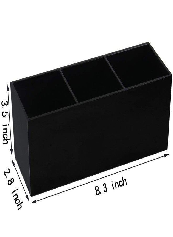 Weiai Black Makeup Brush Holder Organizer, 3 Slot Acrylic Cosmetics Brushes Storage Solution - Image 4