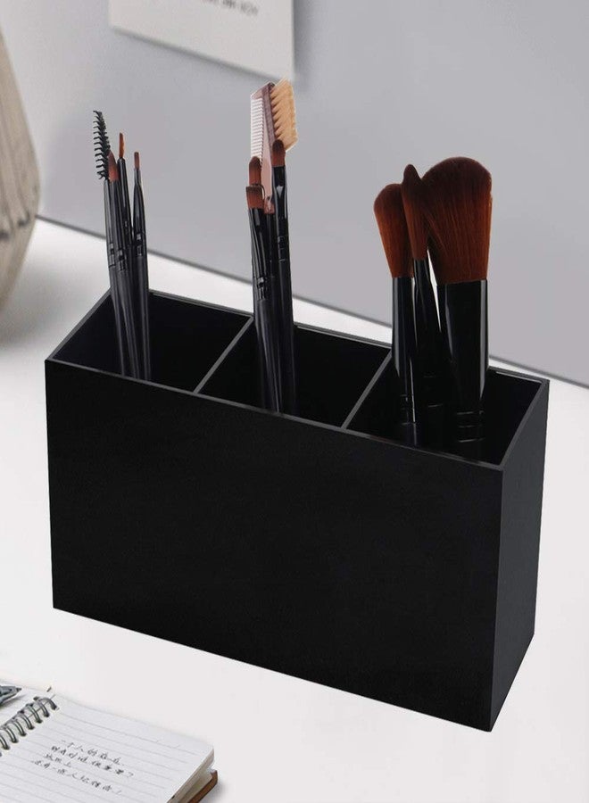 Weiai Black Makeup Brush Holder Organizer, 3 Slot Acrylic Cosmetics Brushes Storage Solution - Image 3