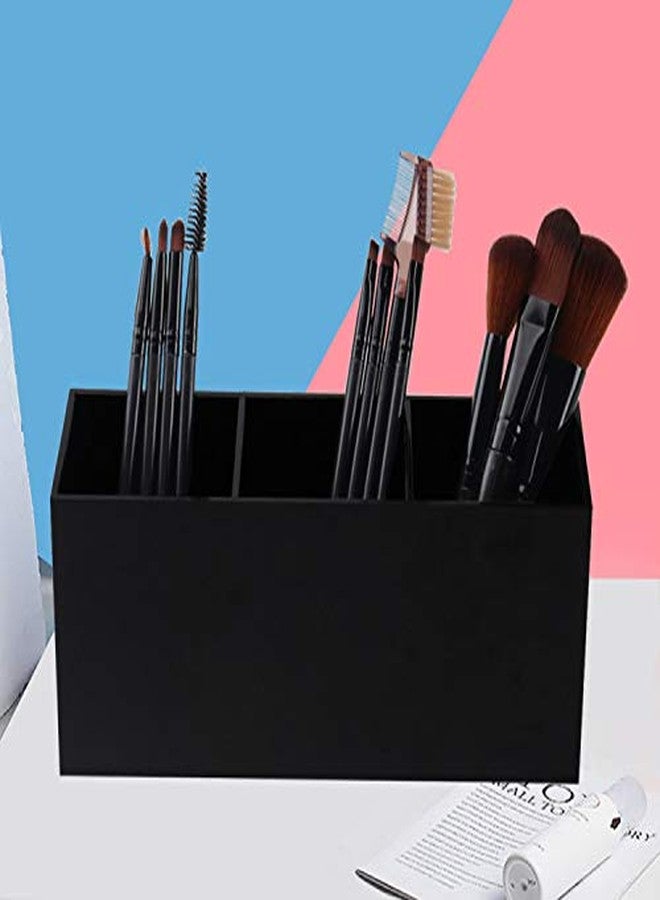 Weiai Black Makeup Brush Holder Organizer, 3 Slot Acrylic Cosmetics Brushes Storage Solution - Image 2