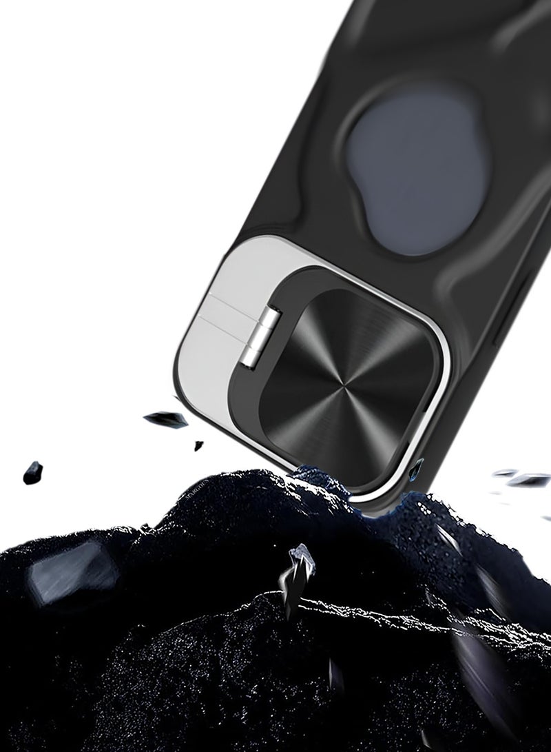 CATANES Slim Soft Case for iPhone 15 Pro Max - TPU Shockproof Case with Lens Protection Kickstand and Logo View Window - Black - Image 2