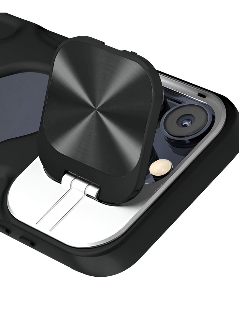 CATANES Slim Soft Case for iPhone 15 Pro Max - TPU Shockproof Case with Lens Protection Kickstand and Logo View Window - Black - Image 5