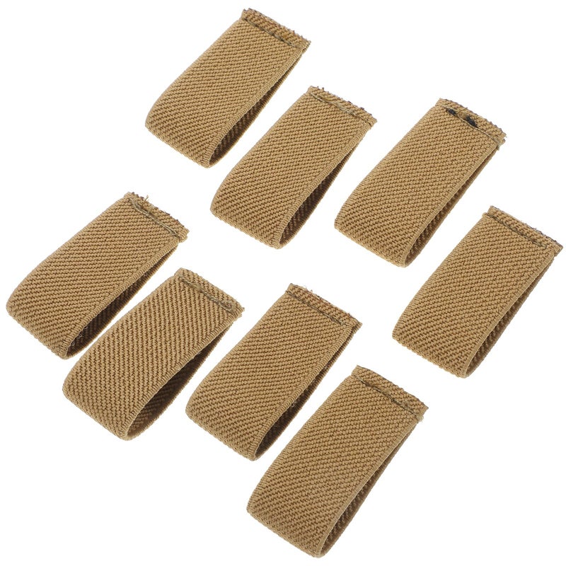 8 Pcs Khaki Canvas Belt Keepers Elastic Strap Retainers For Backpack Outdoor Sports - Image 2