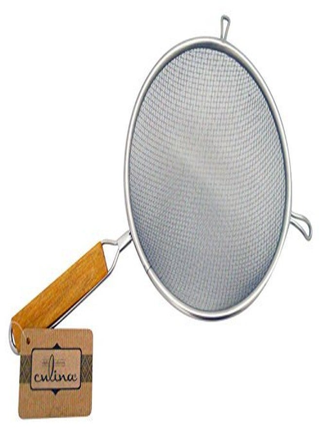 Culina 8" Double Mesh Strainer, Stainless Steel, Wooden Handle - Image 1