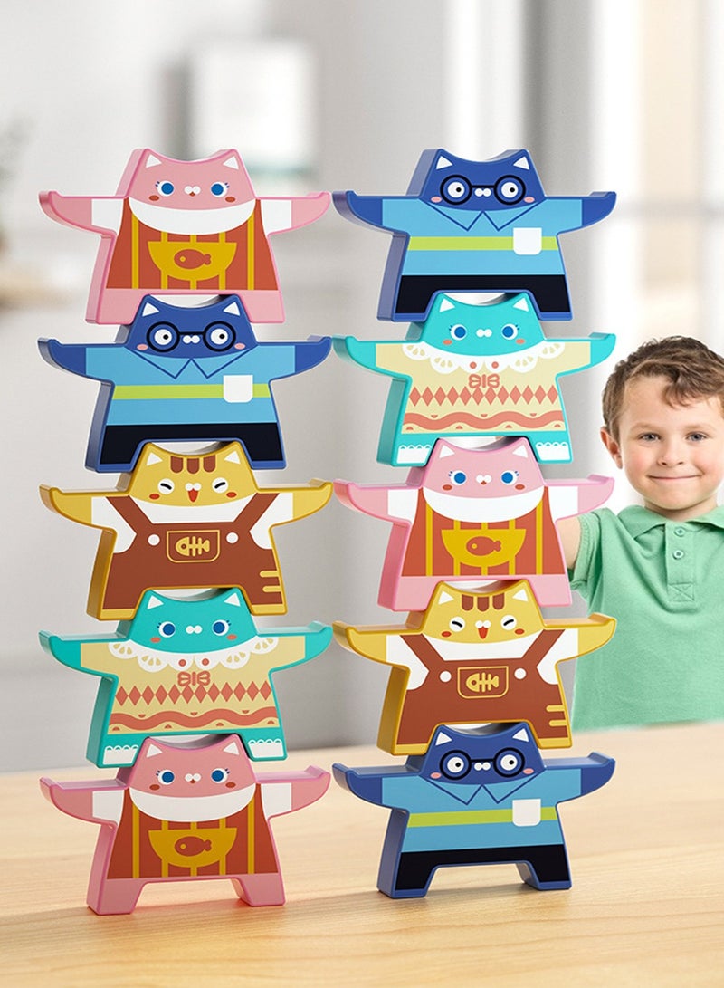 عربست لعبة القط مكدسة لغز التوازن التعليمي ، 16 قطعة مجموعة ، ومناسبة جدا للأطفال أكثر من 3 سنوات والأطفال الصغار - Image 1