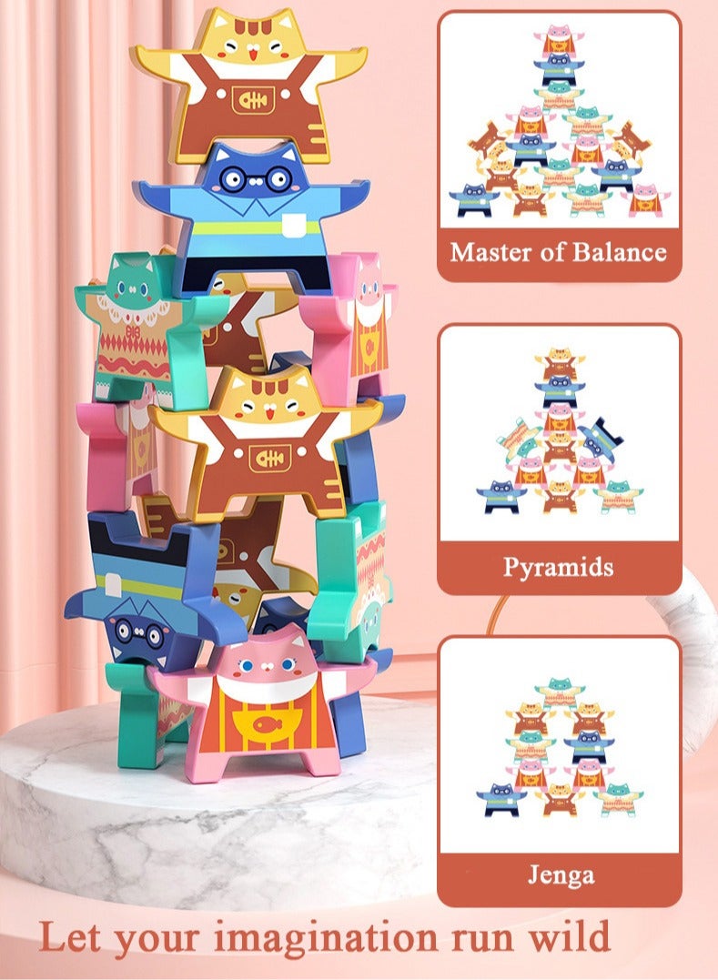 عربست لعبة القط مكدسة لغز التوازن التعليمي ، 16 قطعة مجموعة ، ومناسبة جدا للأطفال أكثر من 3 سنوات والأطفال الصغار - Image 4