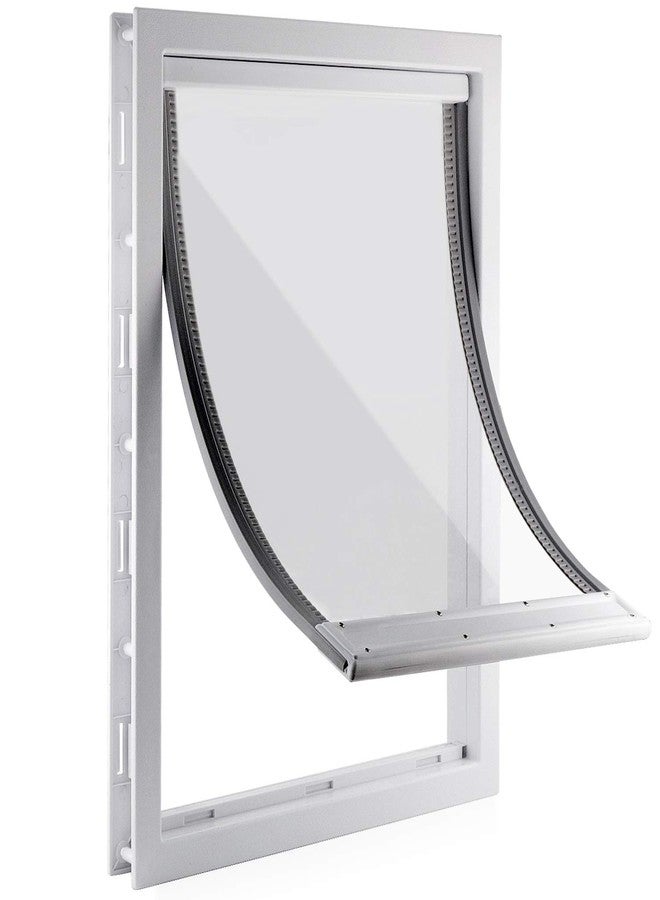 CEESC باب الكلاب من سي إي إس سي مزود بغطاء مغناطيسي شفاف ناعم ولوحة إغلاق سهلة التركيب، باب بلاستيكي ممتاز للحيوانات الأليفة مناسب للكلاب الصغيرة والمتوسطة والجراء (كبير، أبيض) - Image 1