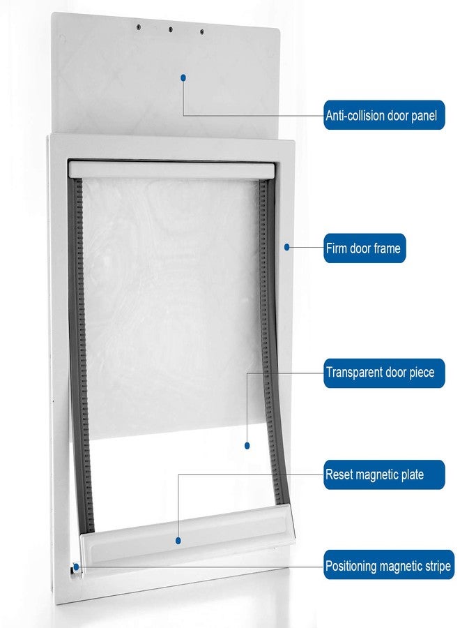 CEESC باب الكلاب من سي إي إس سي مزود بغطاء مغناطيسي شفاف ناعم ولوحة إغلاق سهلة التركيب، باب بلاستيكي ممتاز للحيوانات الأليفة مناسب للكلاب الصغيرة والمتوسطة والجراء (كبير، أبيض) - Image 3