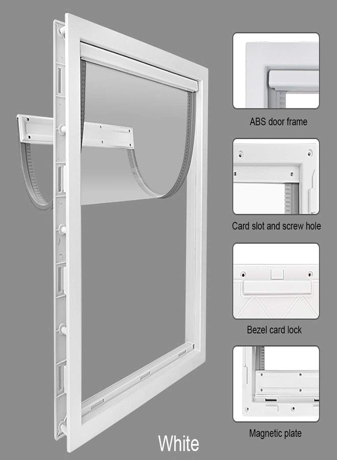 CEESC باب الكلاب من سي إي إس سي مزود بغطاء مغناطيسي شفاف ناعم ولوحة إغلاق سهلة التركيب، باب بلاستيكي ممتاز للحيوانات الأليفة مناسب للكلاب الصغيرة والمتوسطة والجراء (كبير، أبيض) - Image 4
