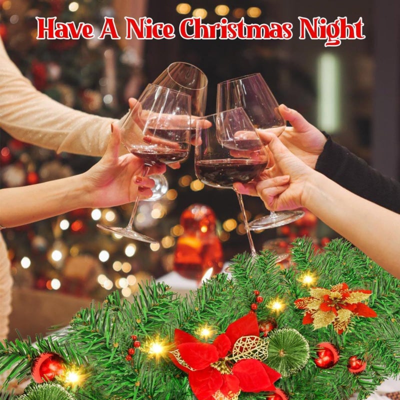 2.7m Christmas Vine Decoration Dense Door Hanging Ornament Christmas Tree Decoration Gold Red Wreath Set - Image 2