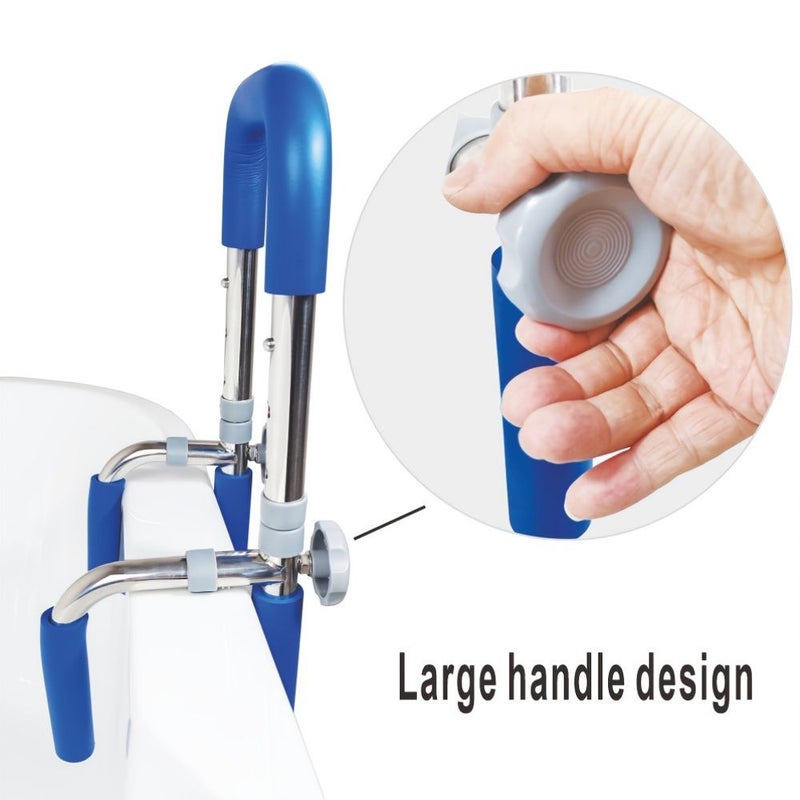 Stainless Steel Bathtub Handrail for Seniors No Installation Needed 120 Full Set Blue - Image 3