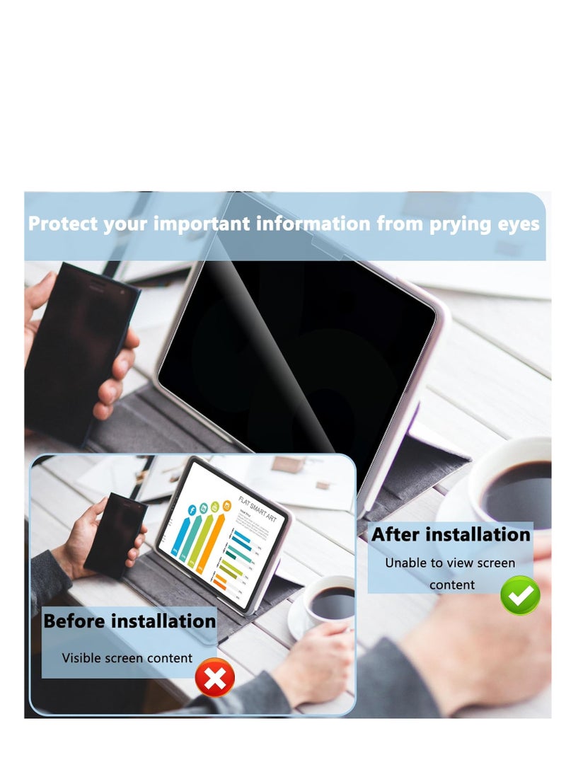 Privacy Screen Protector for iPad Pro 11 Inch M5 2025/M4 2024 /iPad Air 11 Inch M3 2025/iPad Air M2 2024 , Nano Detachable 30-Degree Privacy Filter, Reusable u0026 Removable, Matte Finish Anti-Glare, Anti-Scratch, Easy Installation - Image 3