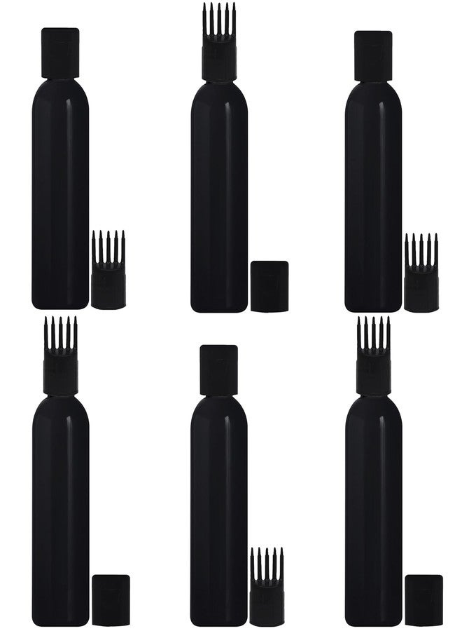 زجاجة ماديا لتطبيق زيت الشعر والشامبو والأدوية، زجاجة لتطبيق الزيت على فروة الرأس والجسم، زجاجة تطبيق زيت الشعر 100 مل، زجاجة سوداء بغطاء أسود، عبوة من 6 قطع - Image 1