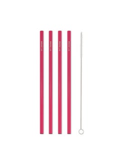 BRIGHTLY LABS Set of 4 Stainless Steel Reusable Metal Drinking Straws with Cleaning Brush - Eco-Friendly, Durable, Hygienic, and Sustainable Alternatives to Plastic Straws  - Image 1