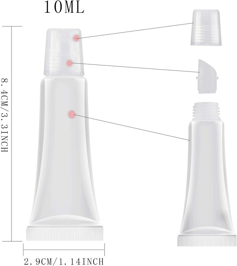 JIAKAI 10ml Mini Clear Refillable Empty Tubes Lip Gloss Balm Container，Soft Tubes Makeup Box，Shampoo Samples Empty Tubes with Screw Cover (20pcs) - Image 2