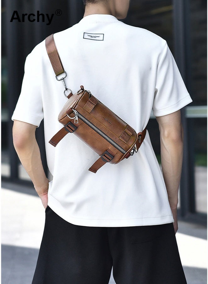 Archy Men's Trendy Crossbody Sling Bag - Premium Waterproof Design, Large Capacity | Vintage Style, Adjustable Dual-Shoulder Strap, Multi-Pocket Organization | Ideal for Daily & Outdoor - Image 1