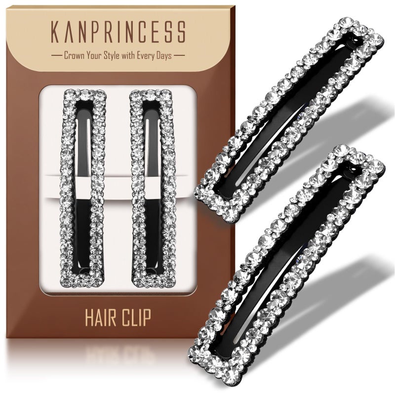 Kanprincess Rhinestone and Crystal Hair Clips 2-Pack, Sparkly Barrettes & Elegant Bling Accessories for Women & Girls(set 3) - Image 1