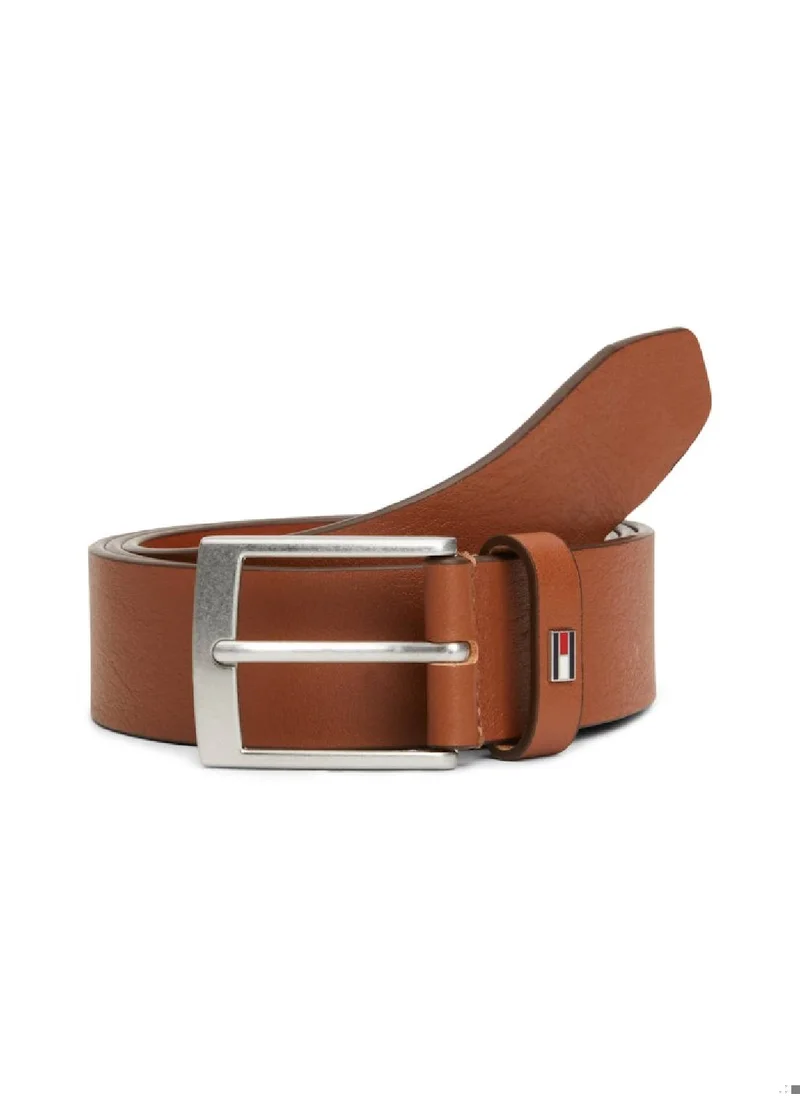 TOMMY HILFIGER Men's Enamel Flag Smooth Leather Belt -  Leather, Brown