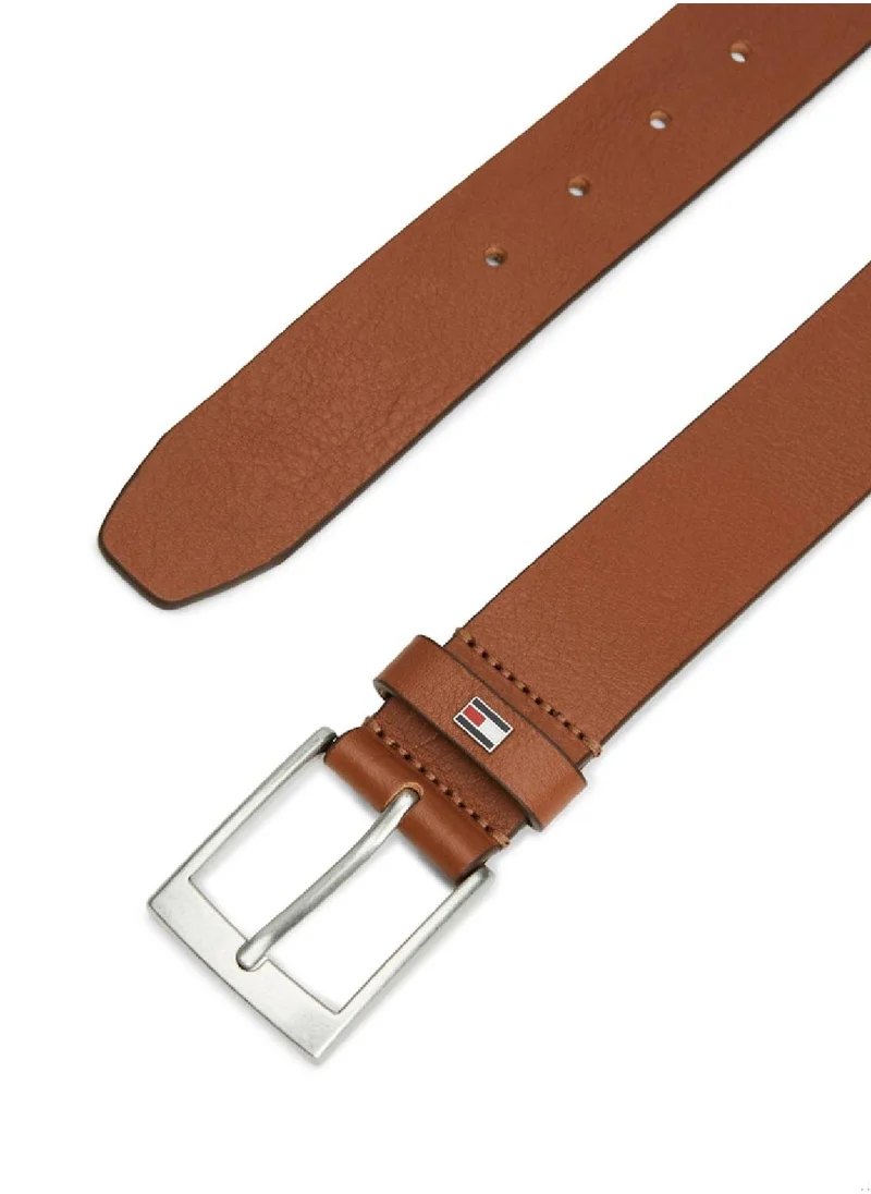 TOMMY HILFIGER Men's Enamel Flag Smooth Leather Belt -  Leather, Brown