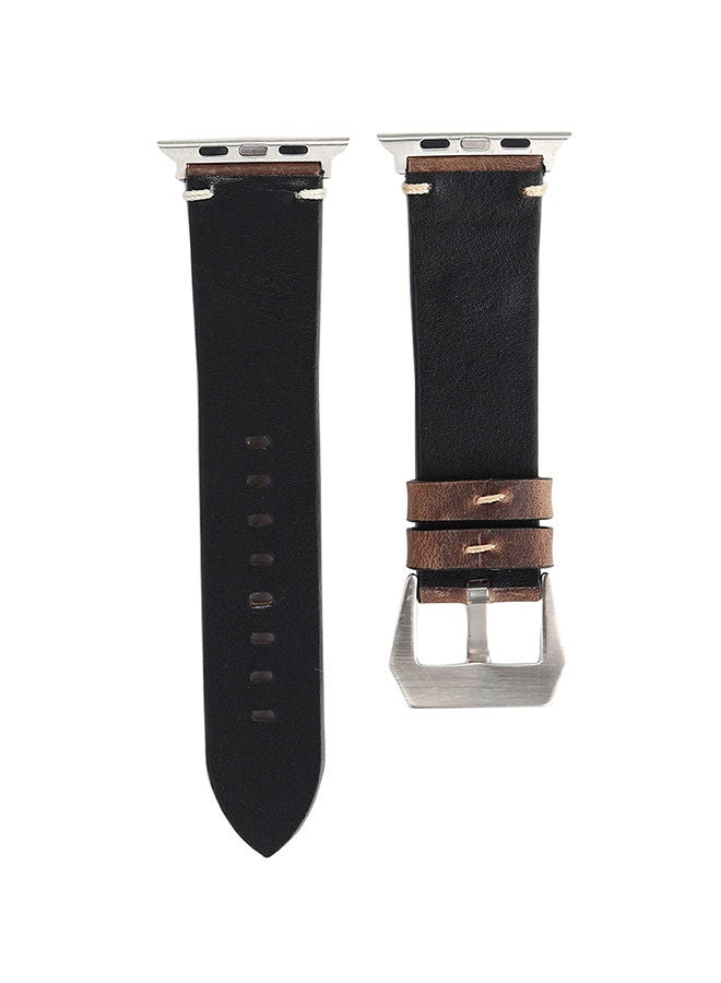 NIBEMINENT Leather Digital Watch Band For Apple Series 3/2/1 42Mm Dark Brown - Image 2