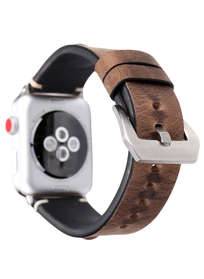 NIBEMINENT Leather Digital Watch Band For Apple Series 3/2/1 42Mm Dark Brown - Image 4