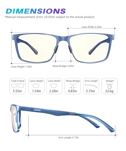ANYLUV Blue Light Glasses Men/Women, Al-Mg Metal Computer Blue Light Blocking Glasses, Relieve Eyestrain and Eye Protection - Image 4