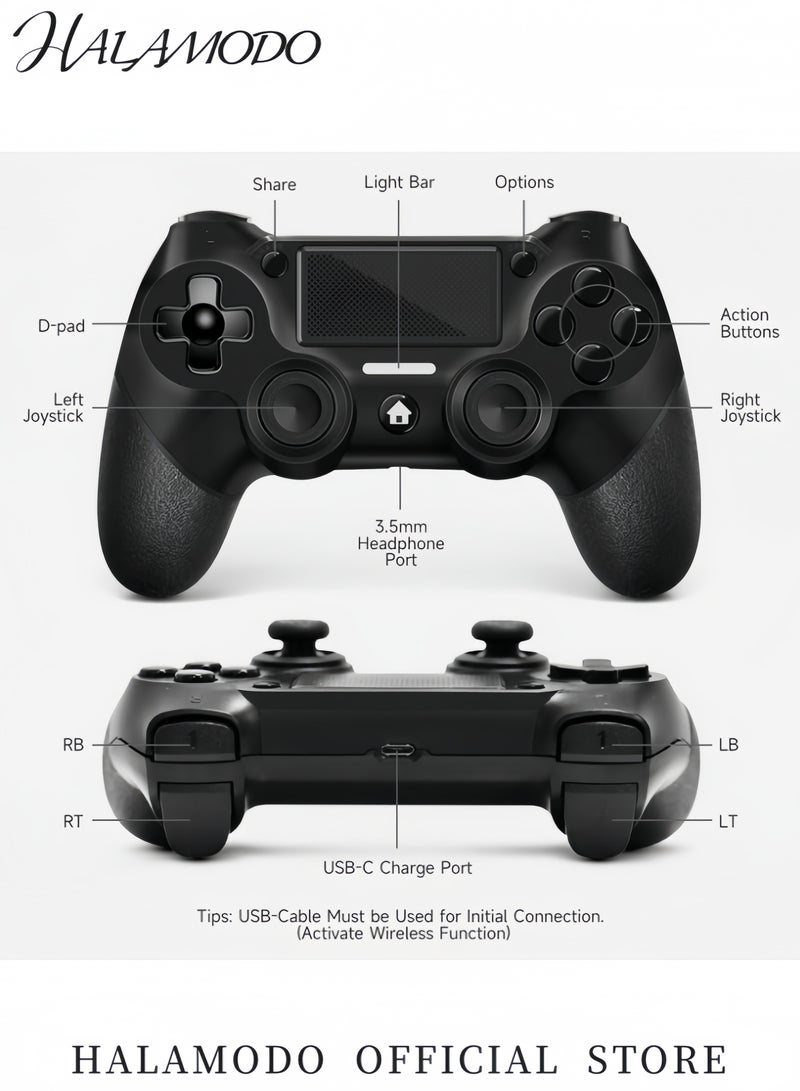 HALAMODO Wireless PlayStation 4 Controller DualShock Gamepad with Touchpad Vibration Feedback Bluetooth & Wired Connection Multi-Platform Compatibility for PS4 PC and Mobile - Image 5