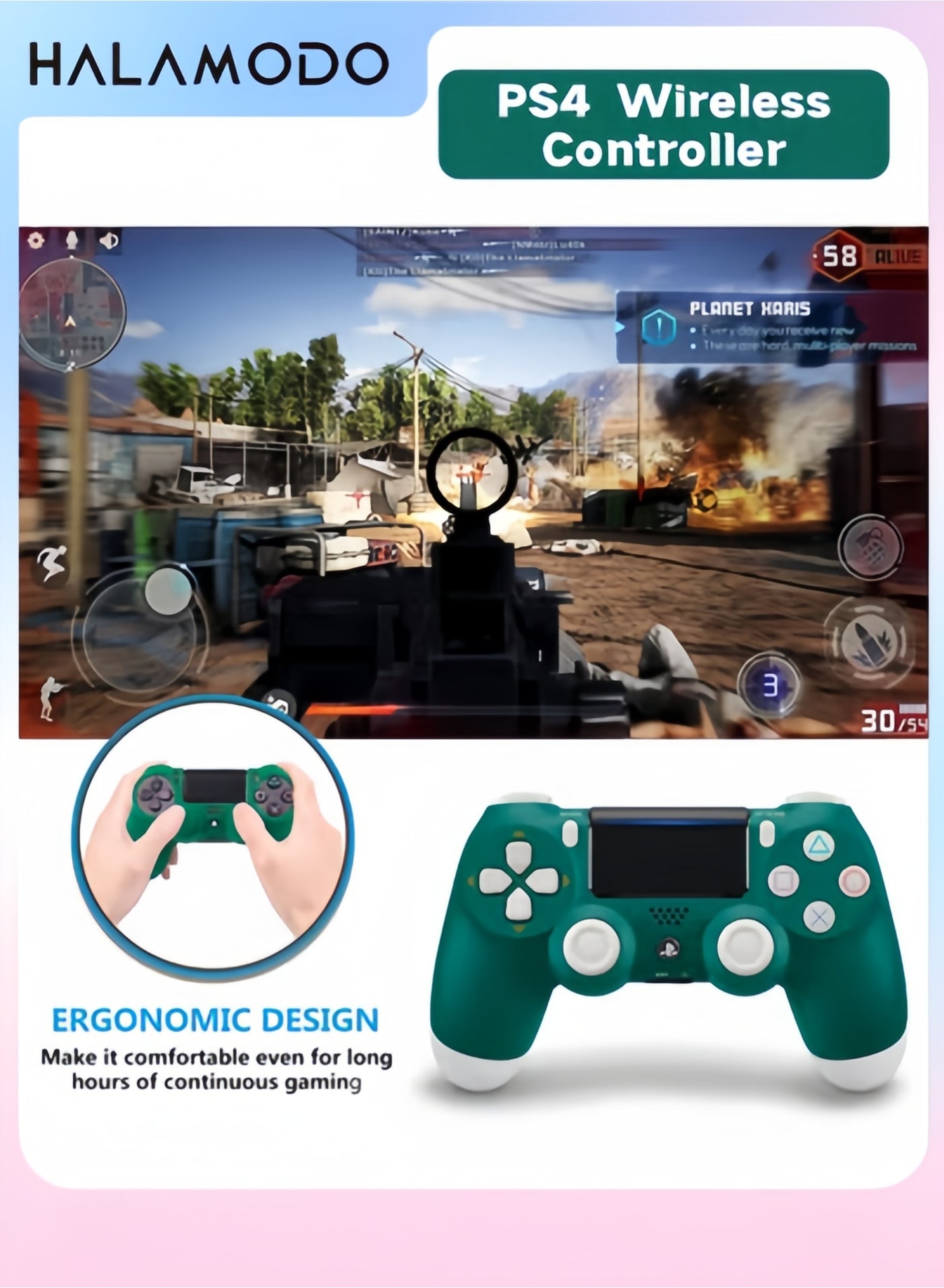 Wireless PlayStation 4 Controller DualShock Gamepad with Touchpad Vibration Feedback Bluetooth & Wired Connection Multi-Platform Compatibility for PS4 PC and Mobile
