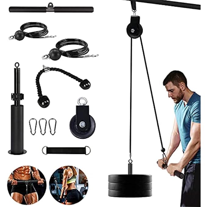 rayihni Fitness Lat And Lift Pulley System, Dual Cable Machine(1.8M And 2.3M) With Upgraded Loading Pin For Triceps Pull Down, Biceps Curl, Back, Forearm, Shoulder-Home Gym Equipment - Image 2