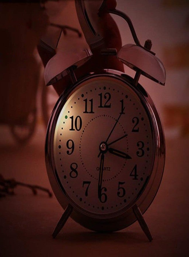 Bletilla Twin Bell Table Alarm Clock with Night LED Light for Student for Kids Bedroom(Silvercolor) - Image 3