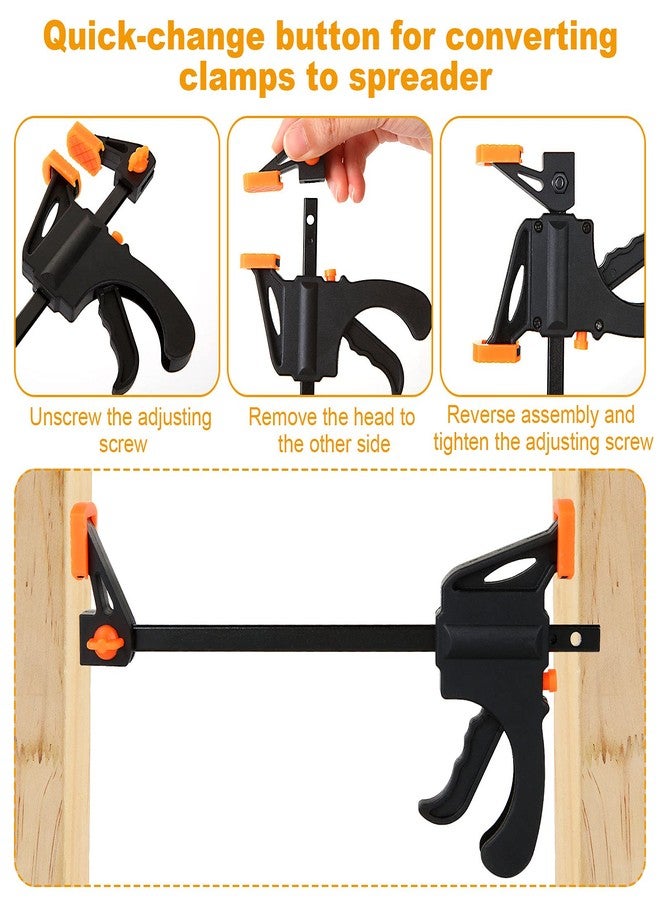 LISHINE 12 Pack 4 Inch Bar Clamps for Woodworking Quick Grip Clamps Trigger Clamp One Handed Ratchet Clamp, Mini Small Bar Clamps for Craft Wood Clamps for Gluing - Image 4