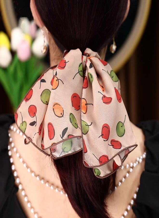 Melodio 2PCS Floral Mesh Bow Hair Scrunchie for Women, Sheer Chiffon Ponytail Holder with Long Ribbons, Flower Decor Hair Tie Elastic Band for Girls, Cute Korean Style Hair Accessory - Image 3