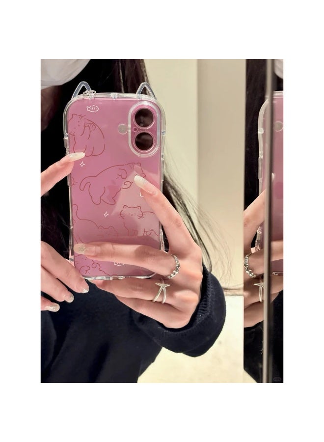 NIBEMINENT Cute Line Cat Protective TPU Case Cover For iPhone 17 Pro, Clear - Image 2