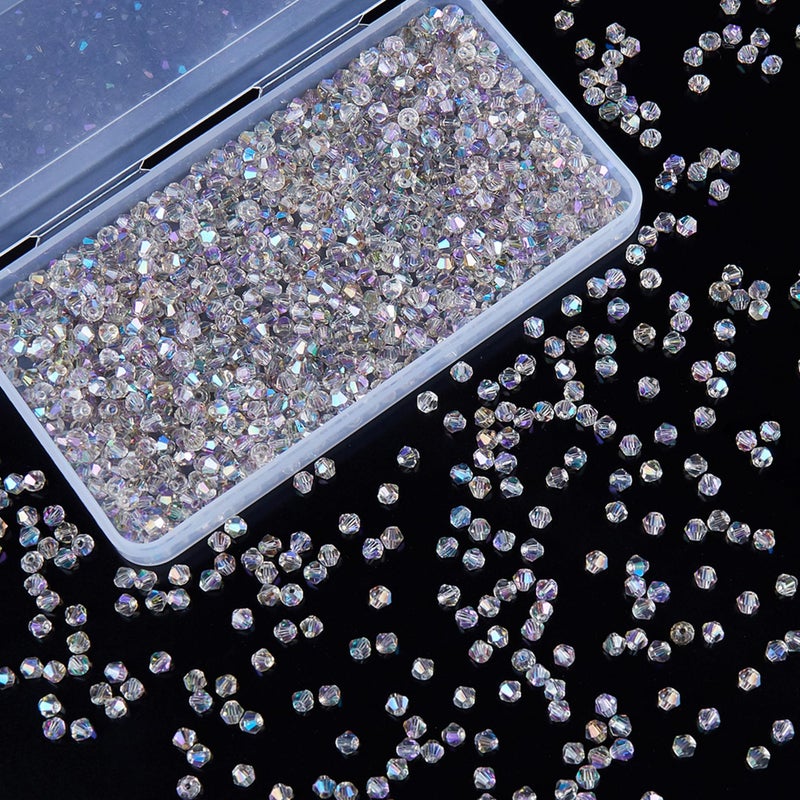 Laopottbeads 1100Pcs 4Mm Bicone Crystal Glass Beads For Jewelry Making  Sparkling Mini Beads For Suncatchers  Diy Bracelets & Craft Projects (Ab Phantom Purple) - Image 1