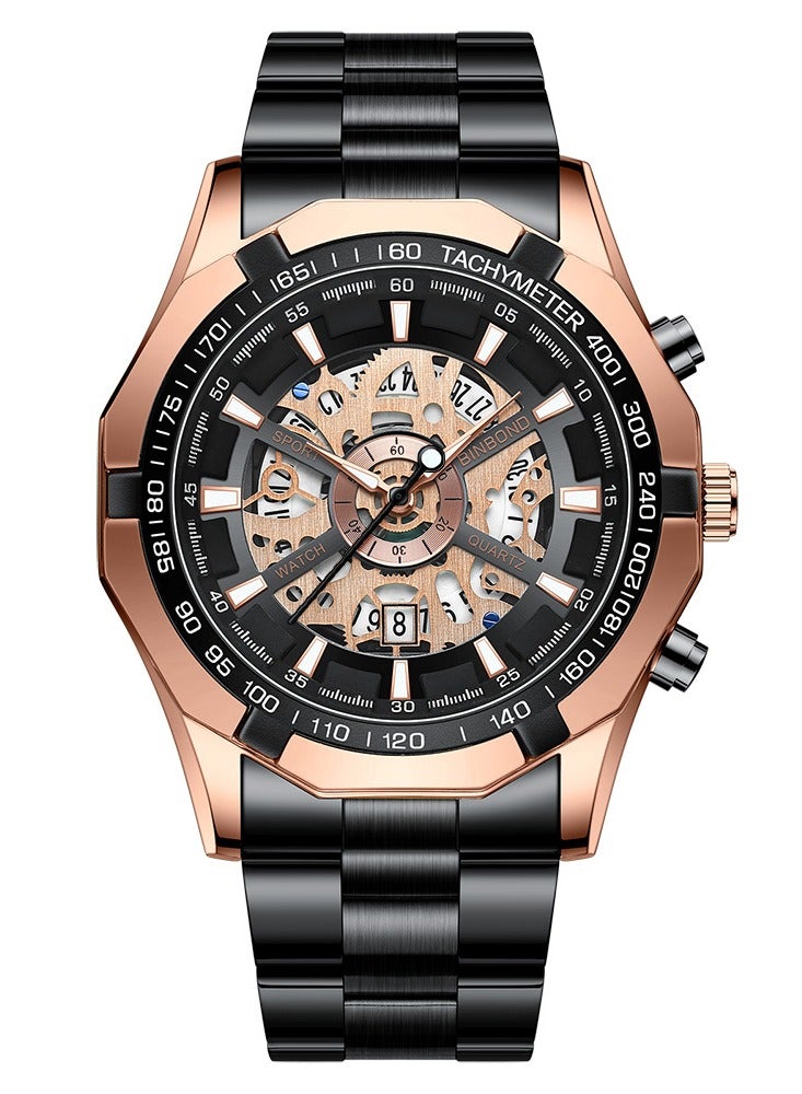 BINBOND Men's Waterproof Fine Steel Quartz Watch Business Date Casual Top Quality Clock - Image 1