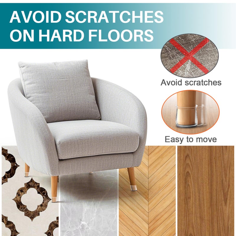 ANSIBLE 24 Pcs Chair Leg Floor Protectors Round  Silicone Felt Furniture Leg Pads Caps Covers For Hardwood Floors (Fit 15/16"" To 1-5/16"") - Image 2