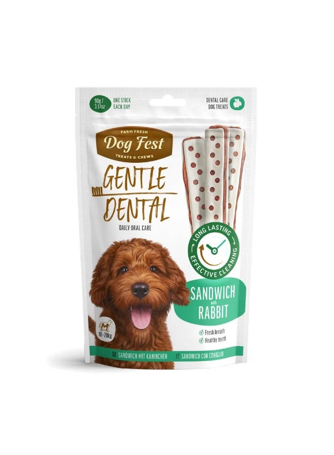 Dog Fest - Dental Treats For Adult Dogs - Sandwich, Rabbit 90g
