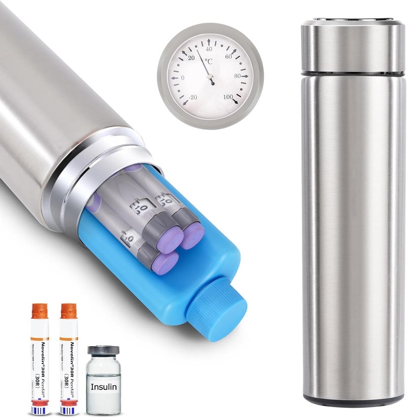 Bogush 60H Insulin Pens Cooler Travel Case Medication Cooler for Travel TSA Approved Medicine Cooler Medical Diabetic Travel Cooler Bag Epipen Carry Case Silver - Image 1