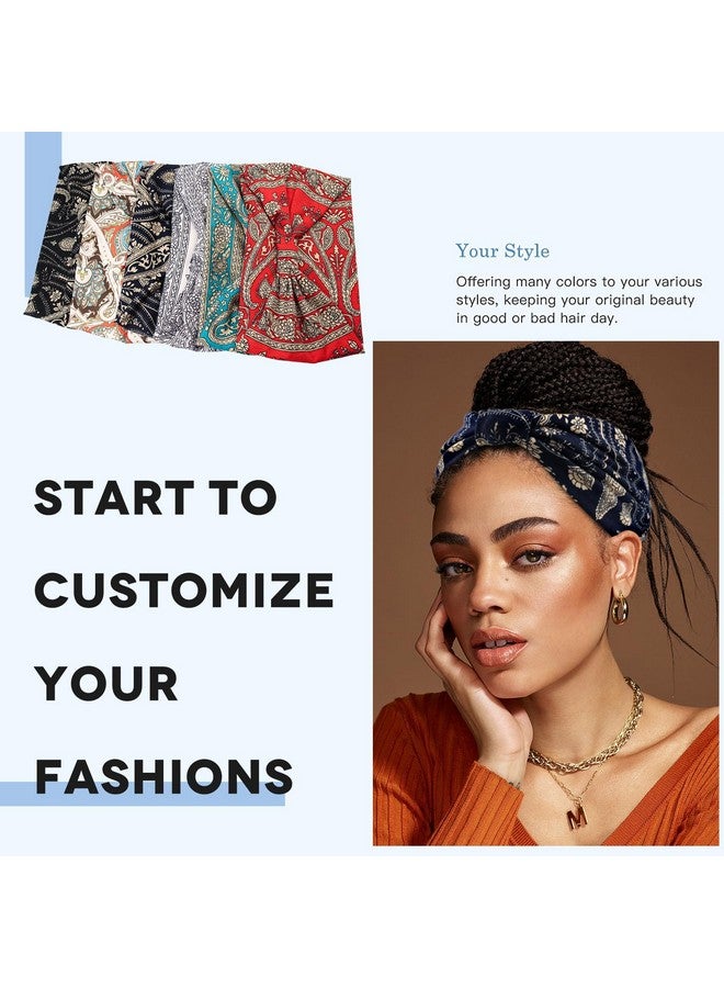Yeshan Yeshan Wide Headbands for Women Boho Knotted Head Wraps Turbans Non Slip Bandana Headbands Sport Yoga Workout Stretchy Hair bands,Pack of 6 - Image 3