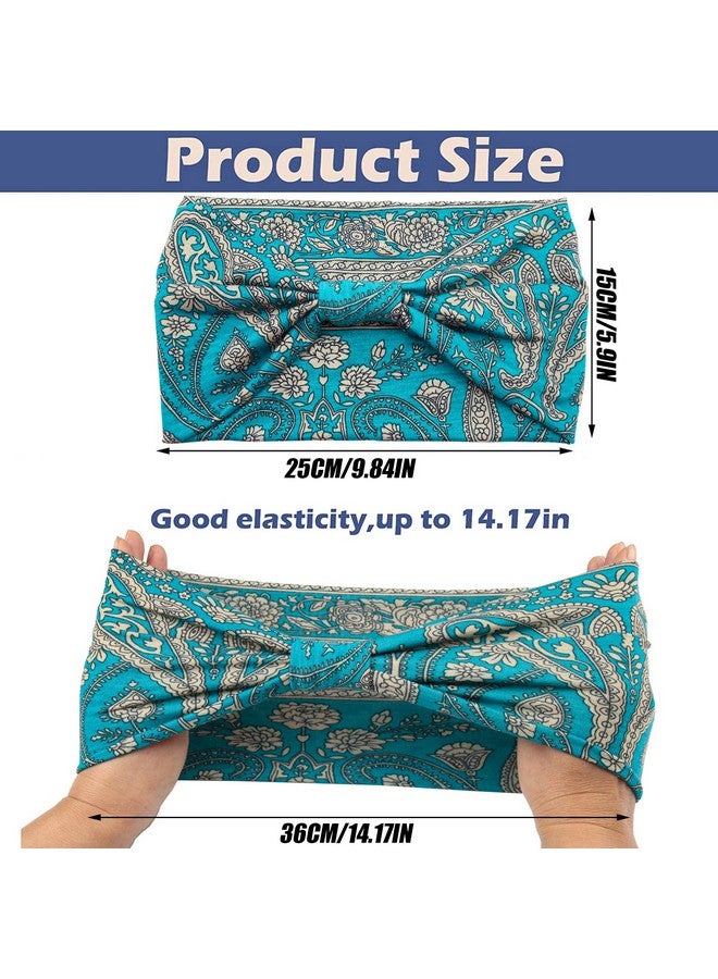 Yeshan Yeshan Wide Headbands for Women Boho Knotted Head Wraps Turbans Non Slip Bandana Headbands Sport Yoga Workout Stretchy Hair bands,Pack of 6 - Image 2