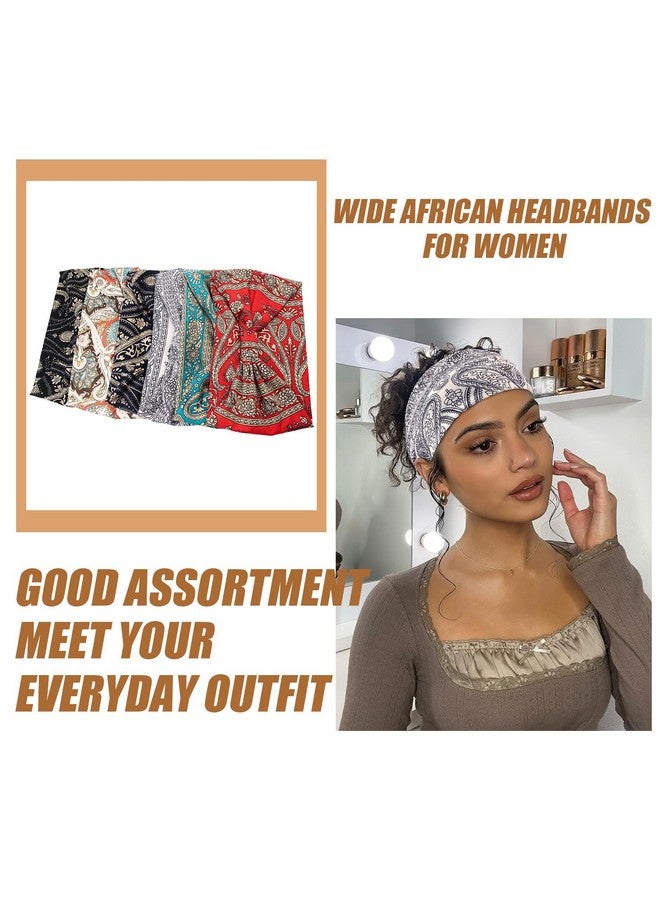 Yeshan Yeshan Wide Headbands for Women Boho Knotted Head Wraps Turbans Non Slip Bandana Headbands Sport Yoga Workout Stretchy Hair bands,Pack of 6 - Image 5