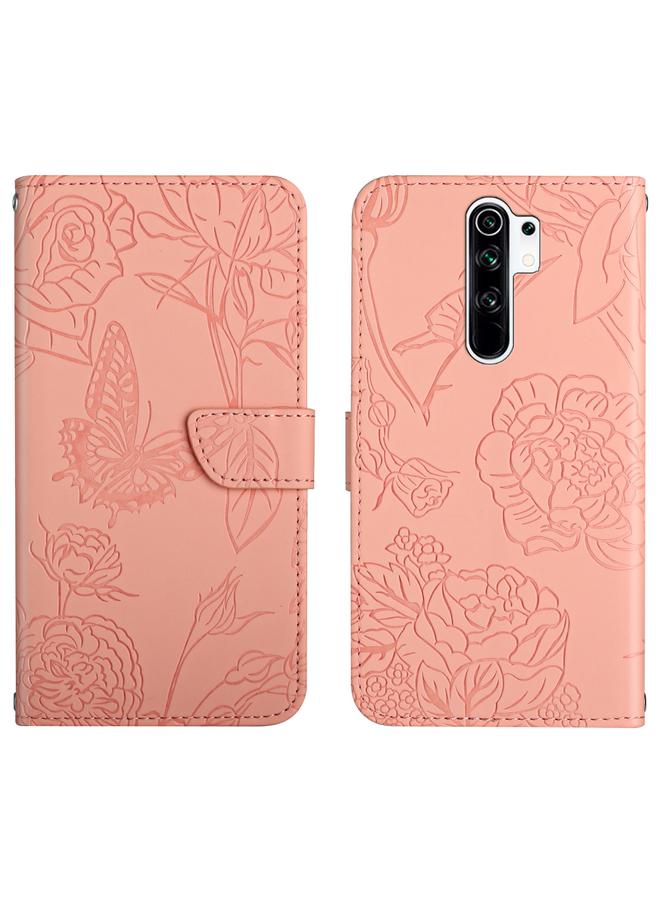 Case For Xiaomi Redmi Note 8 Pro Skin Feel Butterfly Peony Embossed Leather Phone Case
