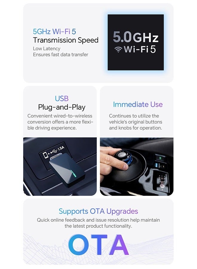 Generic - 2024 New For Wireless CarPlay Android Car Adapter Plug and Play Smart Mini Box WiFi Quick Connect Bluetooth - Image 1