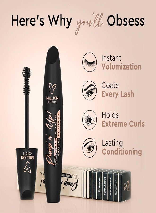 Million Colors Pump n Up Volumizing Mascara| Waterproof and Smudge Proof with Intense Jet Black - Image 3