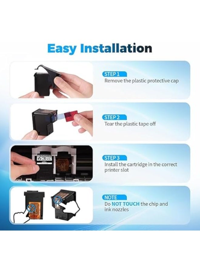 Terabyte 63XL Compatible Ink Cartridges, Black and Tricolor, 30ml, 4-Pack for Officejet 3830 4650 5200, Envy 4520, Deskjet 1110 2130 3630 Printer - Image 2