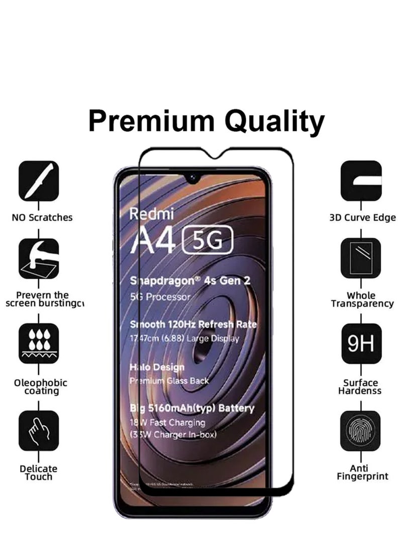 Generic - 2 Pieces of Xiaomi Redmi A4 Screen Protector – Edge to Edge Tempered Glass Screen Protector, High Transparency, Delicate Touch, Smooth Arc Edges, Easy Installation - Image 1