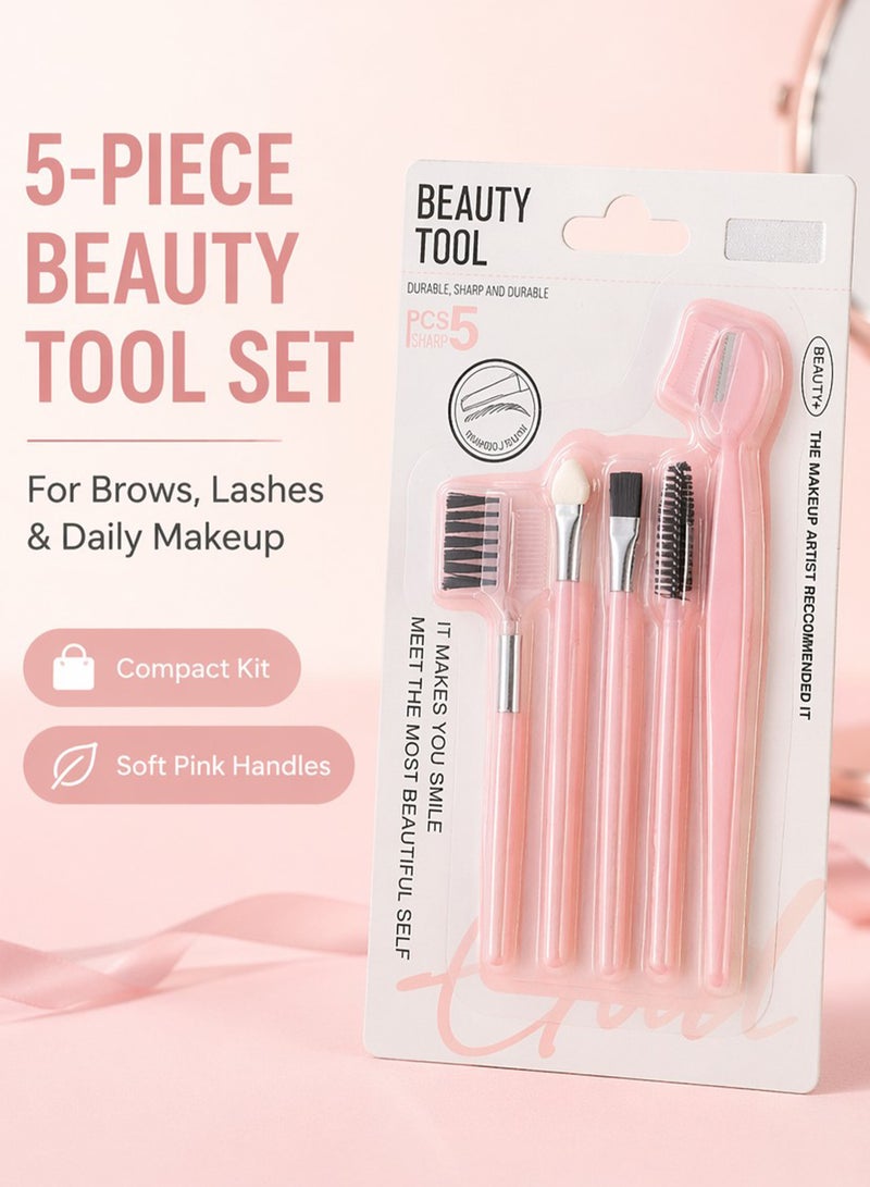 5-piece eyebrow trimming set, including scissors and comb, unisex curved face razor set, stainless steel beard and eyebrow shaping tools, non-slip handle for precise trimming, eyebrow and eyelash trimming accessories, eyebrow care - Image 5