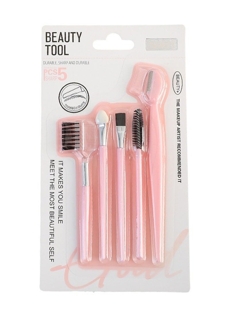 5-piece eyebrow trimming set, including scissors and comb, unisex curved face razor set, stainless steel beard and eyebrow shaping tools, non-slip handle for precise trimming, eyebrow and eyelash trimming accessories, eyebrow care - Image 1